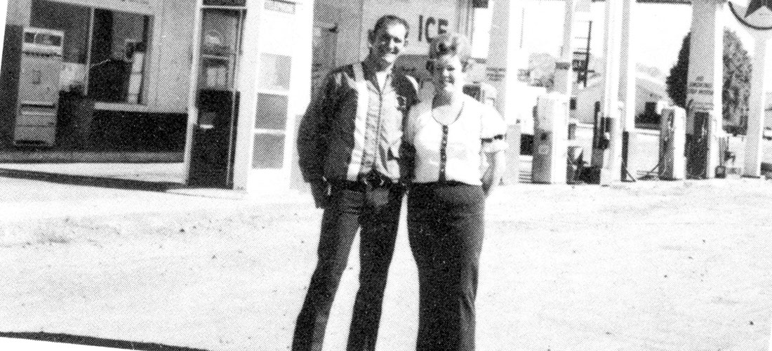 Dave and Jeannie in front of their Texaco Gas Station